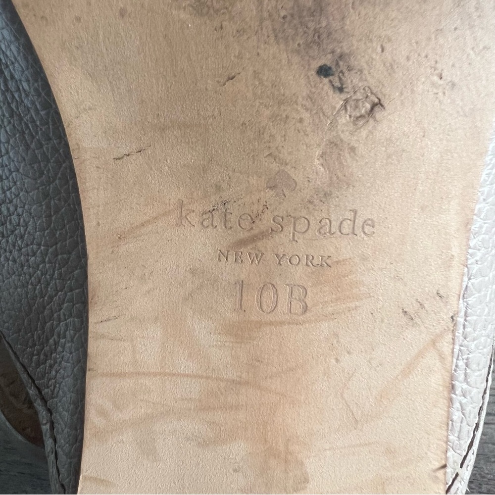 Kate Spade Taupe Berkeley Pebbled Leather Mules Tassels Preppy Classic 10 - Picture 7 of 7